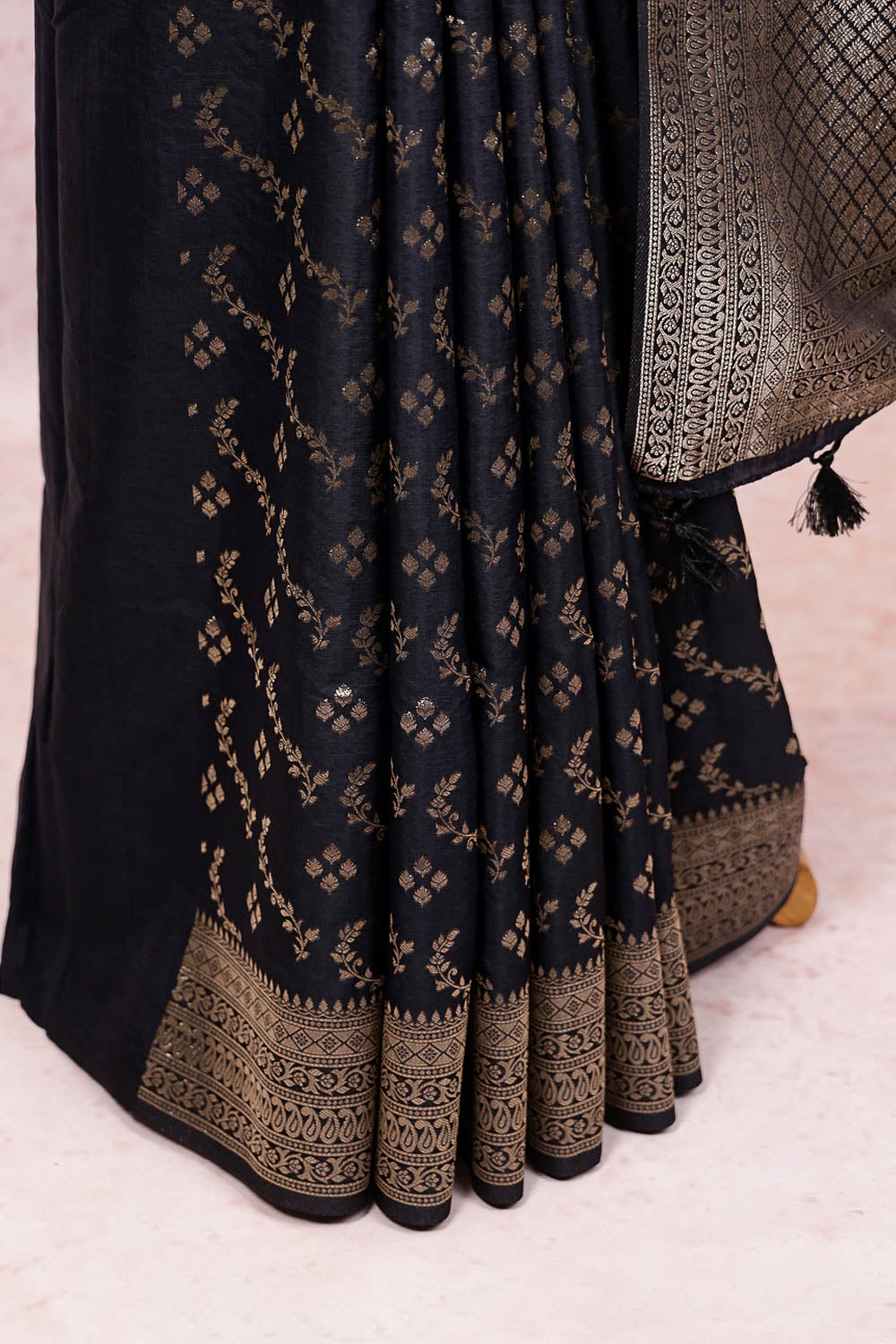 Black Semi Banarasi Saree