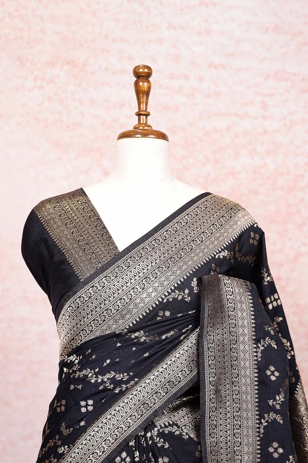 Black Semi Banarasi Saree