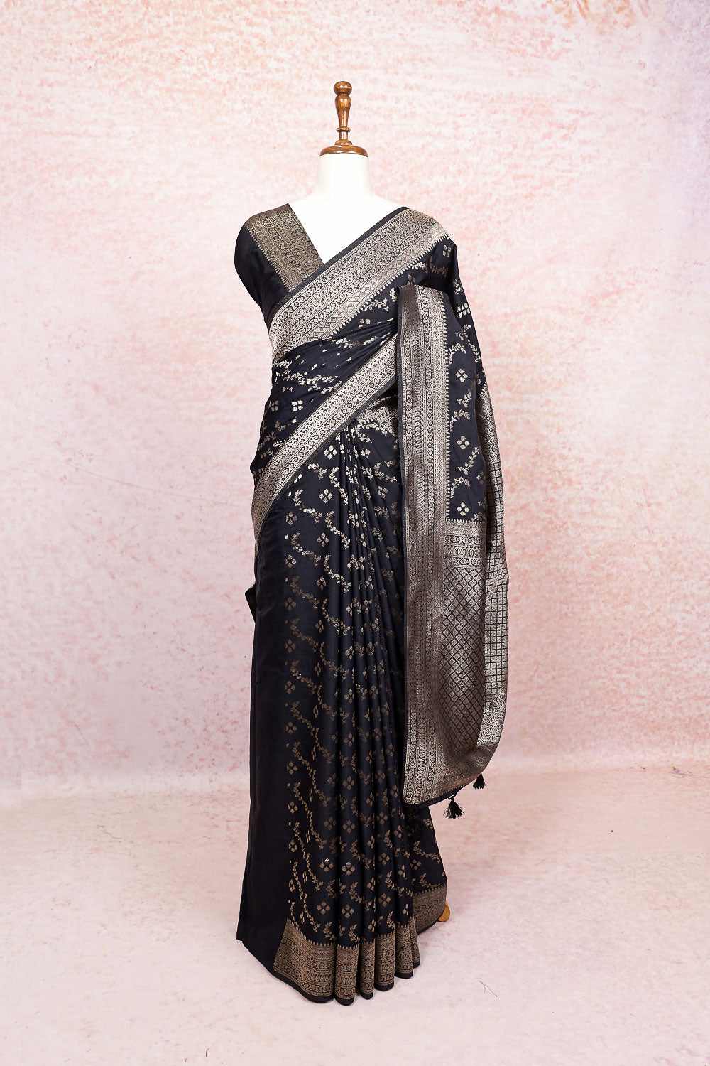 Black Semi Banarasi Saree
