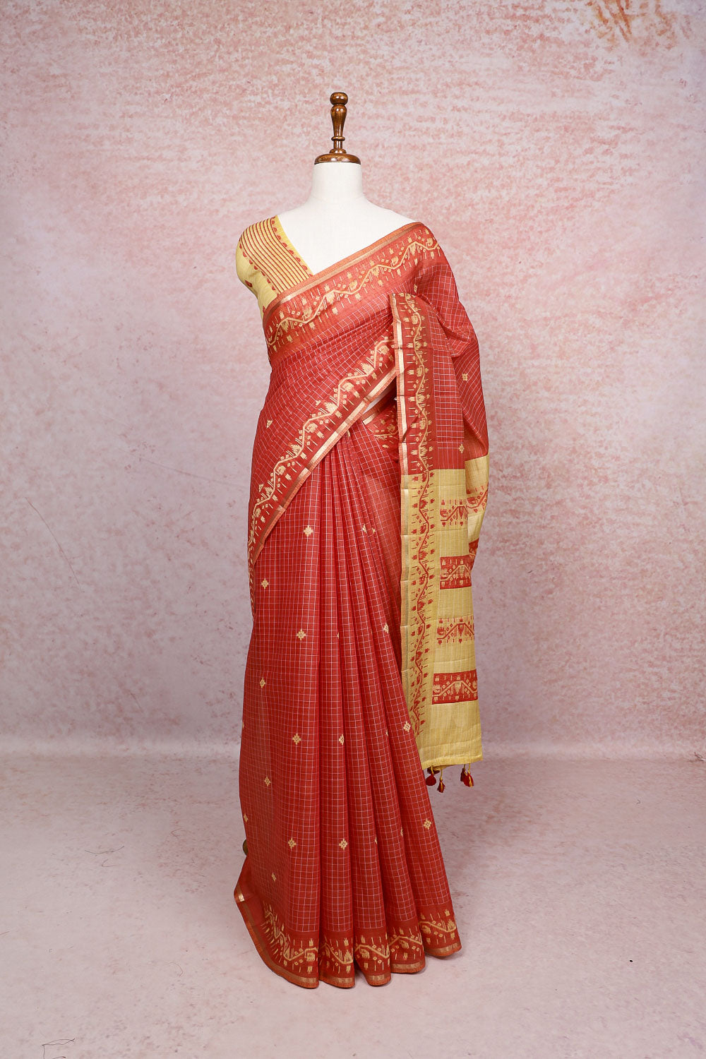 Orange Semi Tussar Saree
