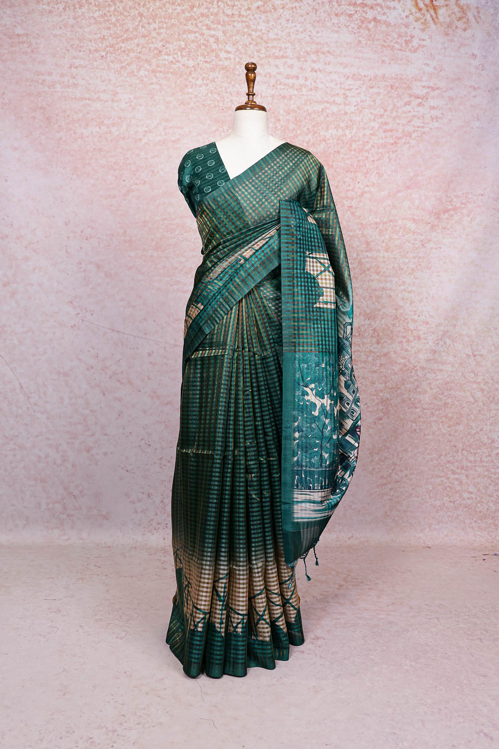 Green Semi Tussar Saree
