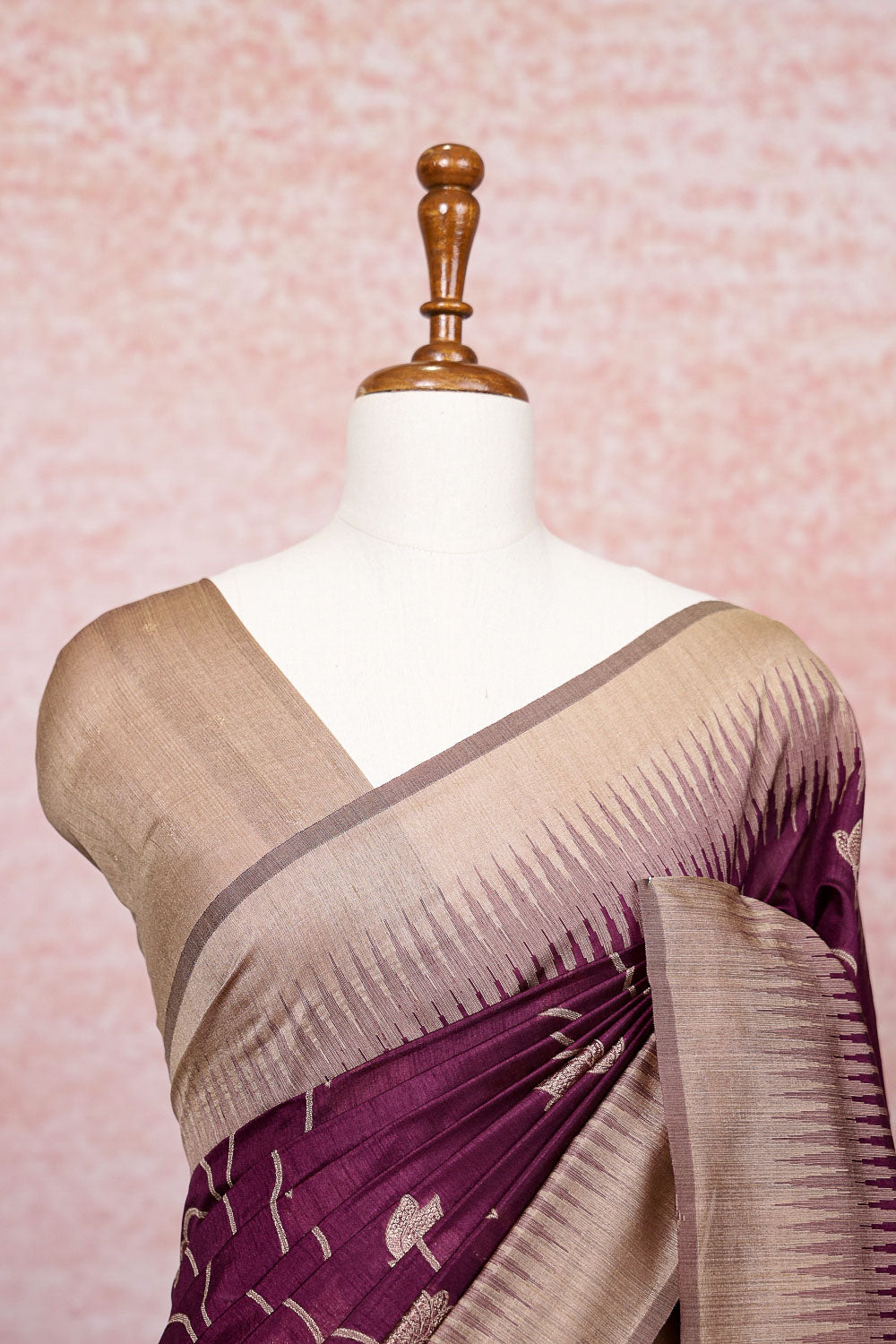 Wine Red Semi Tussar Saree