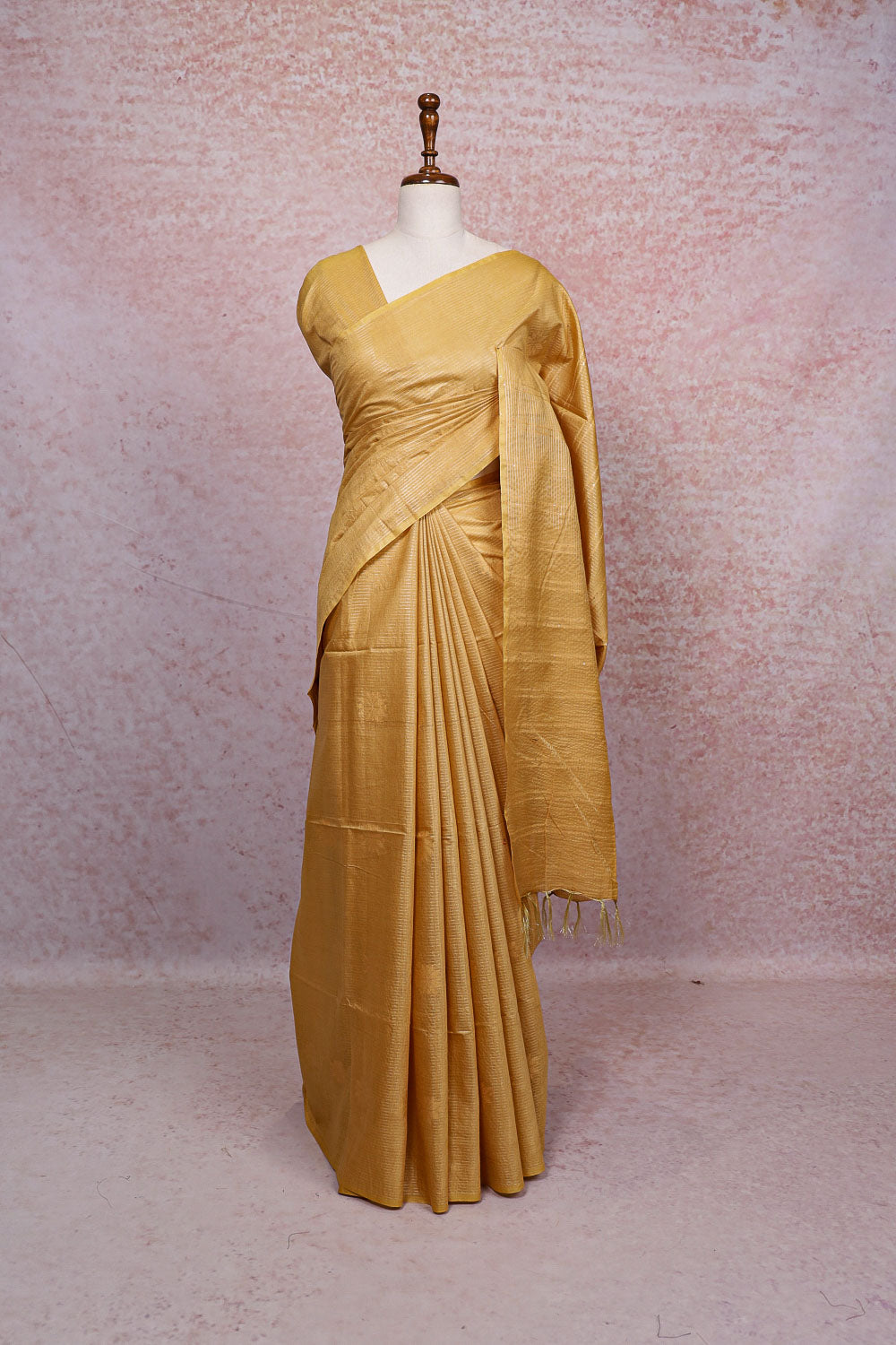 Yellow Semi Tussar Saree