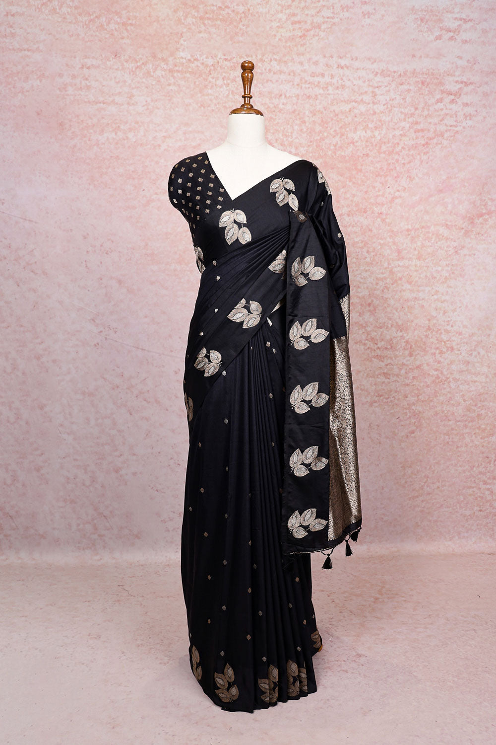 Black Semi Banarasi Saree