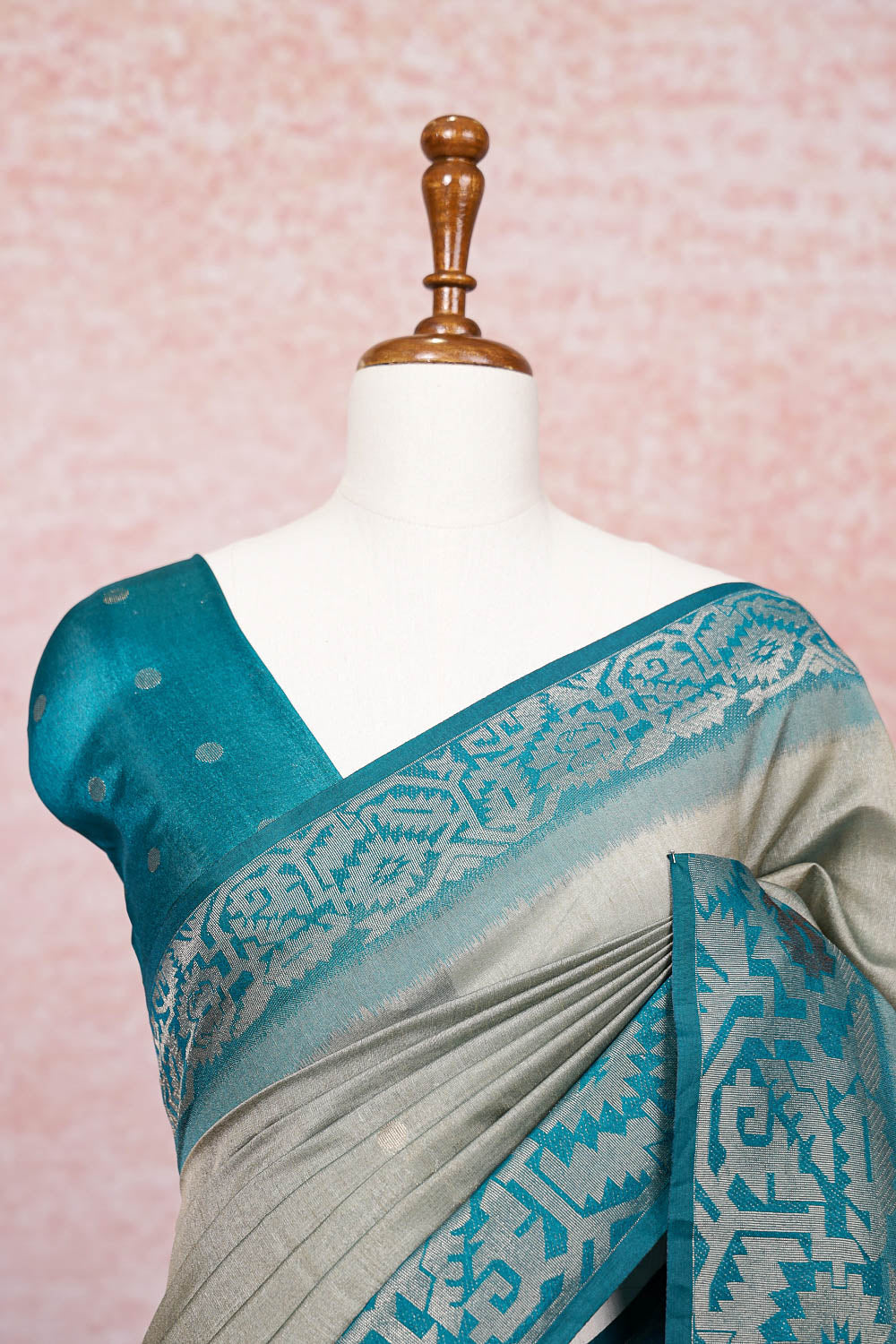 Olive Grey  Semi Tuassar Saree