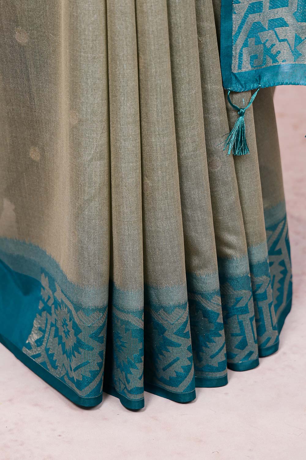 Olive Grey  Semi Tuassar Saree