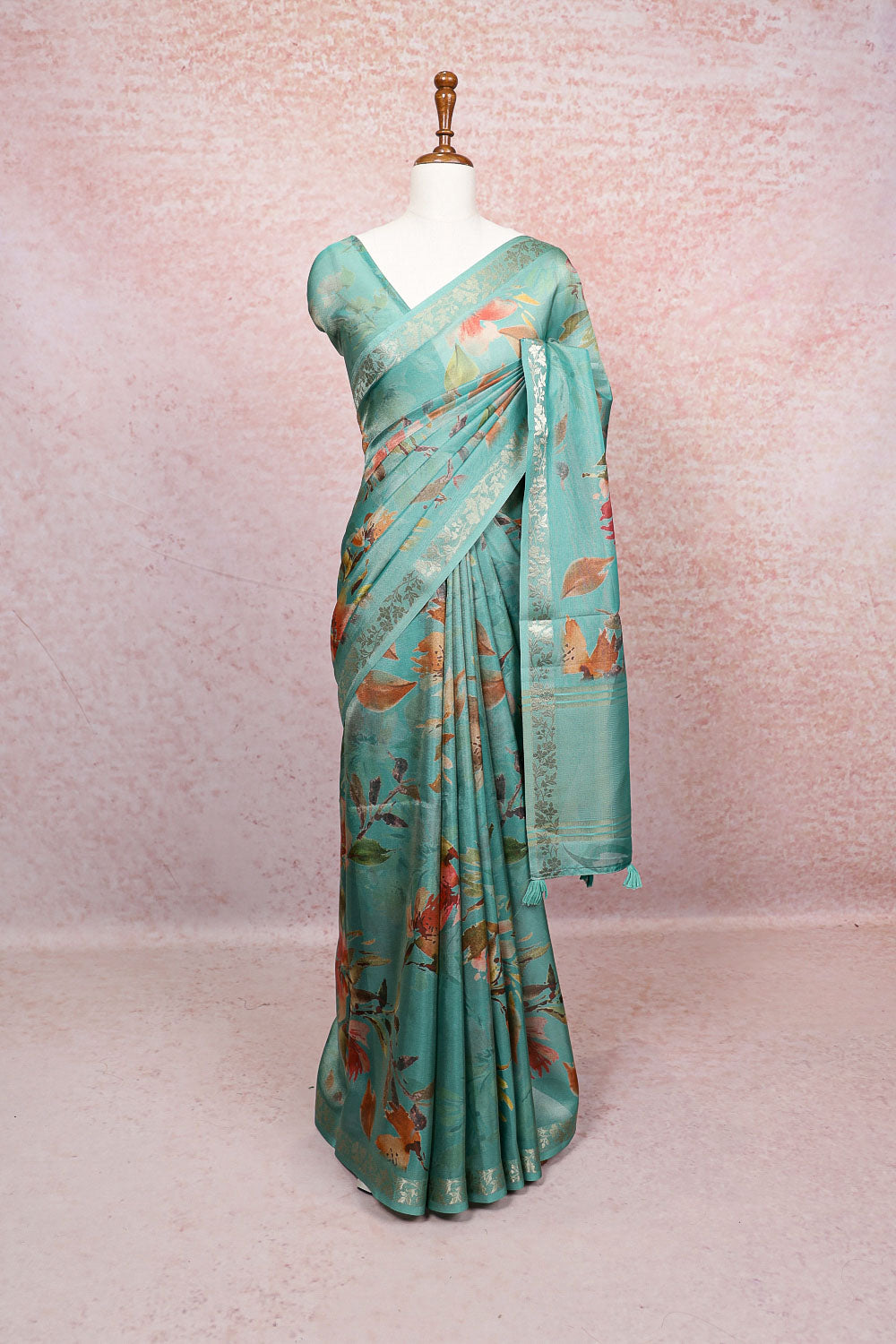Sea Green Semi Organza Saree