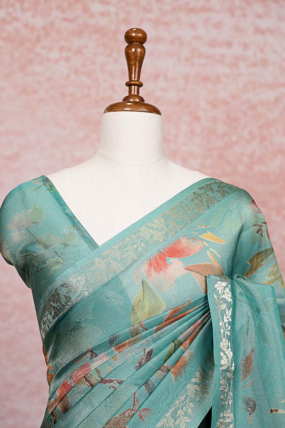 Sea Green Semi Organza Saree