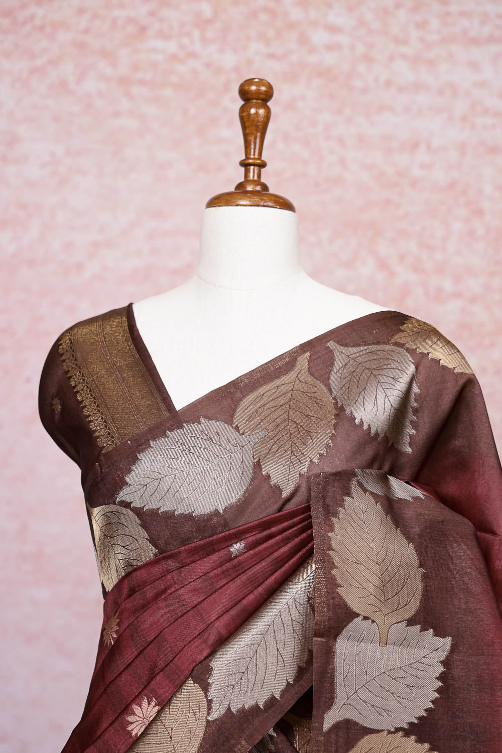Maroon Semi Tussar Saree