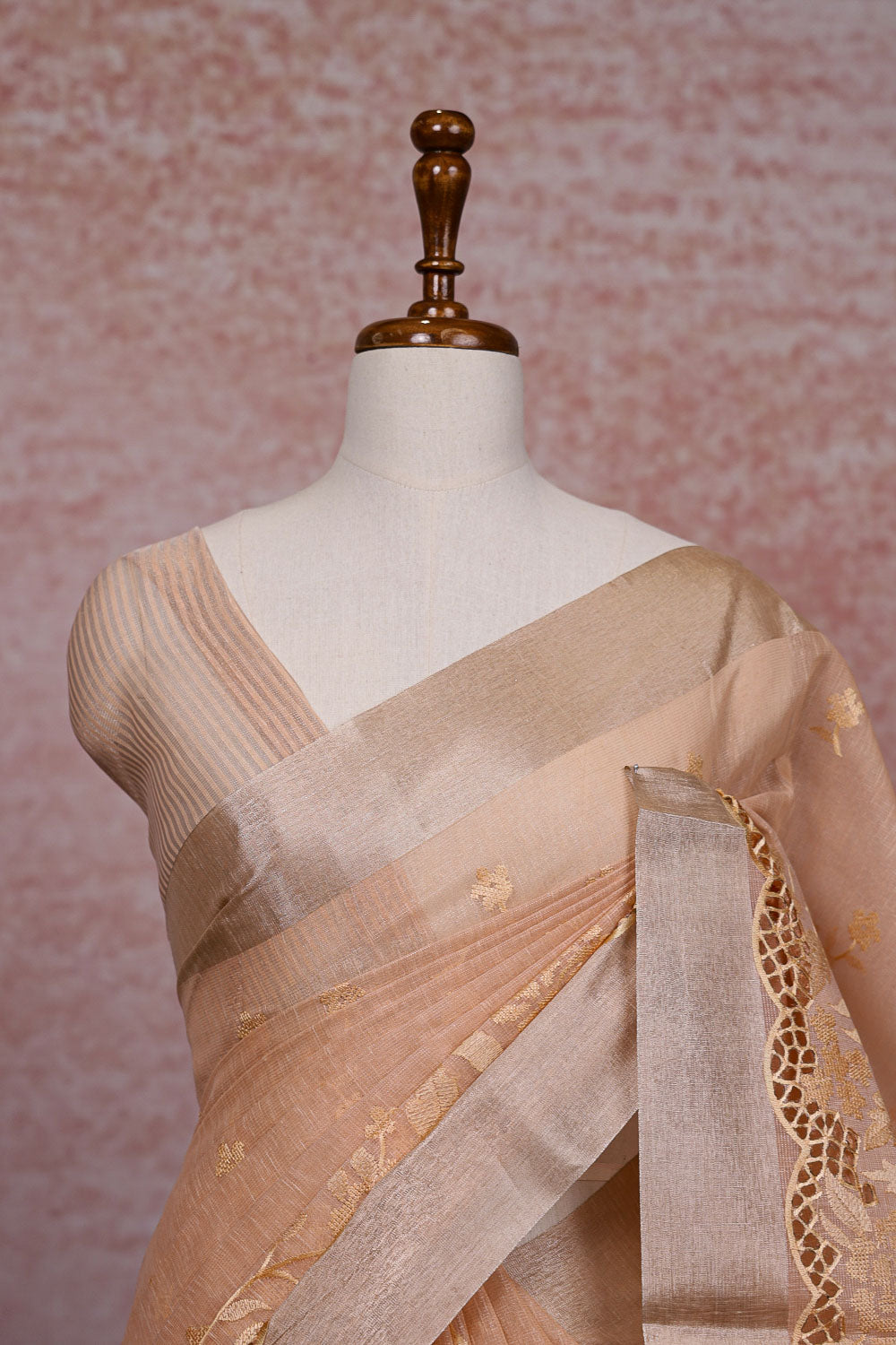 Peach Semi Tissue Saree