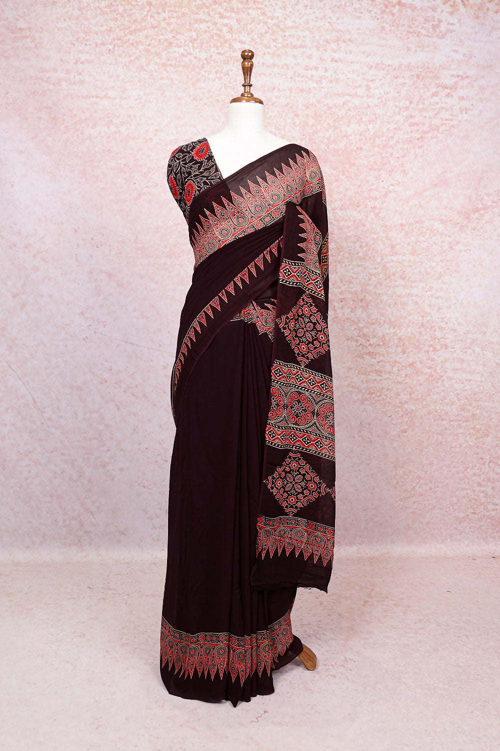 Coffee Brown Crepe Saree