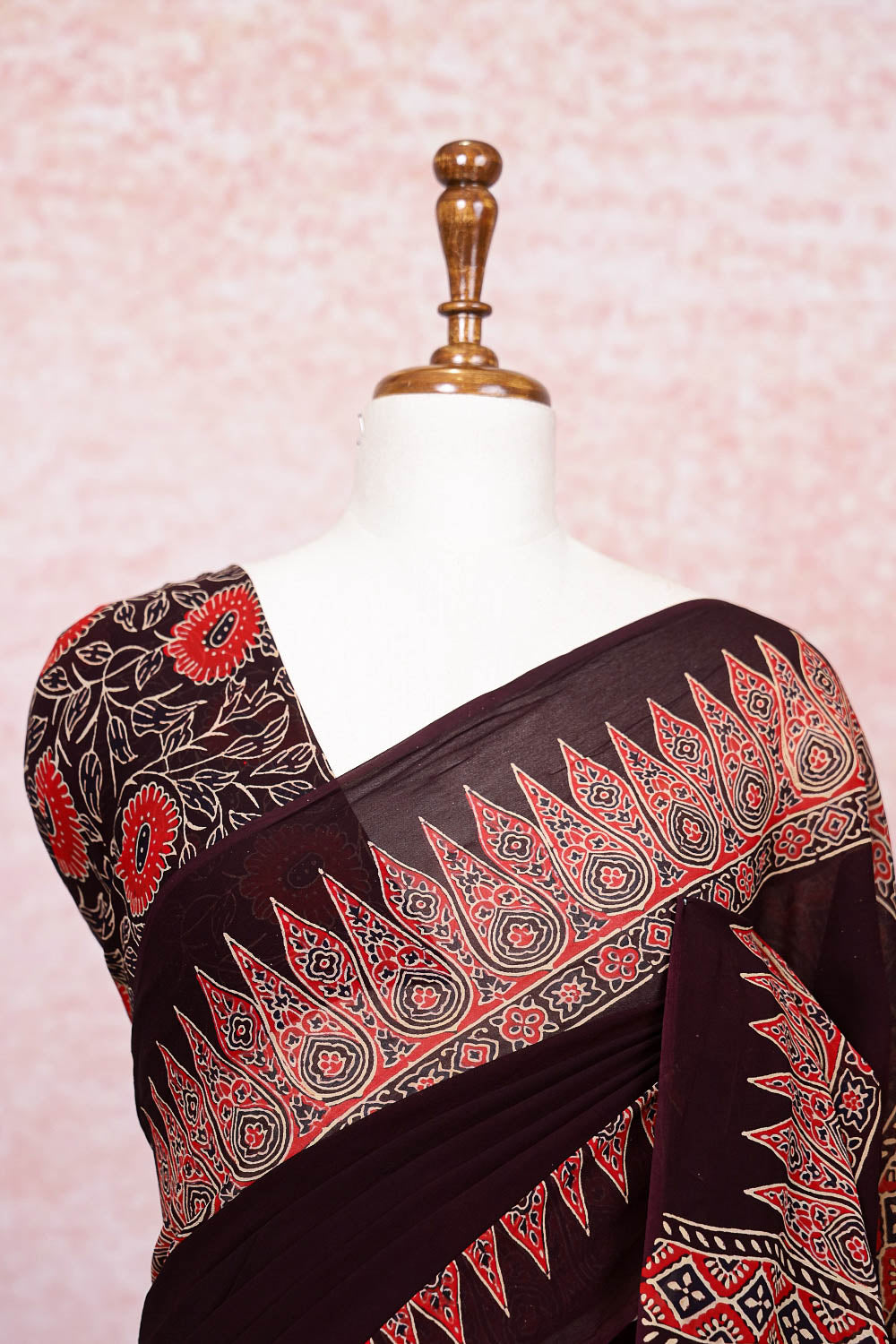 Coffee Brown Crepe Saree