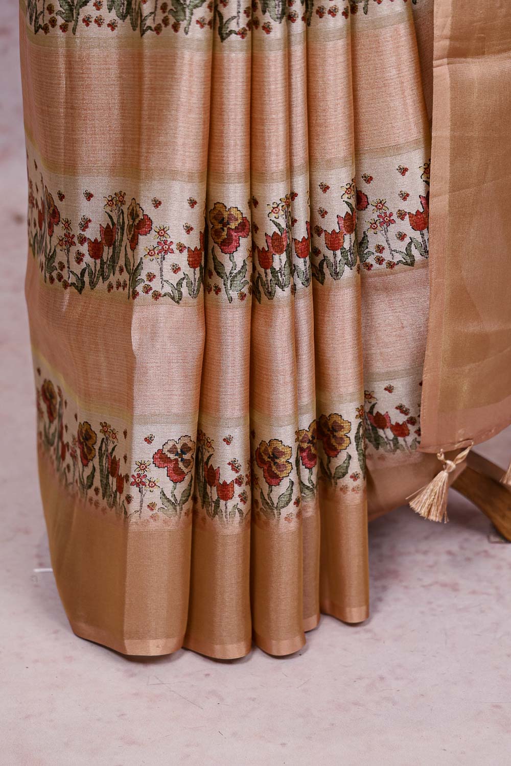 Peach Semi Banarasi Saree