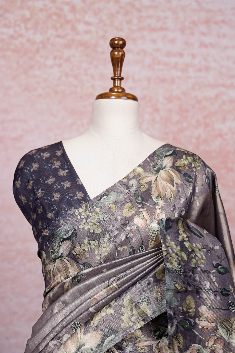 Grey Semi Tissue Saree