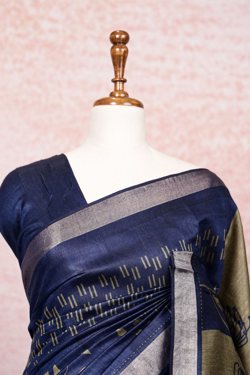 Blue Dupion Silk Saree