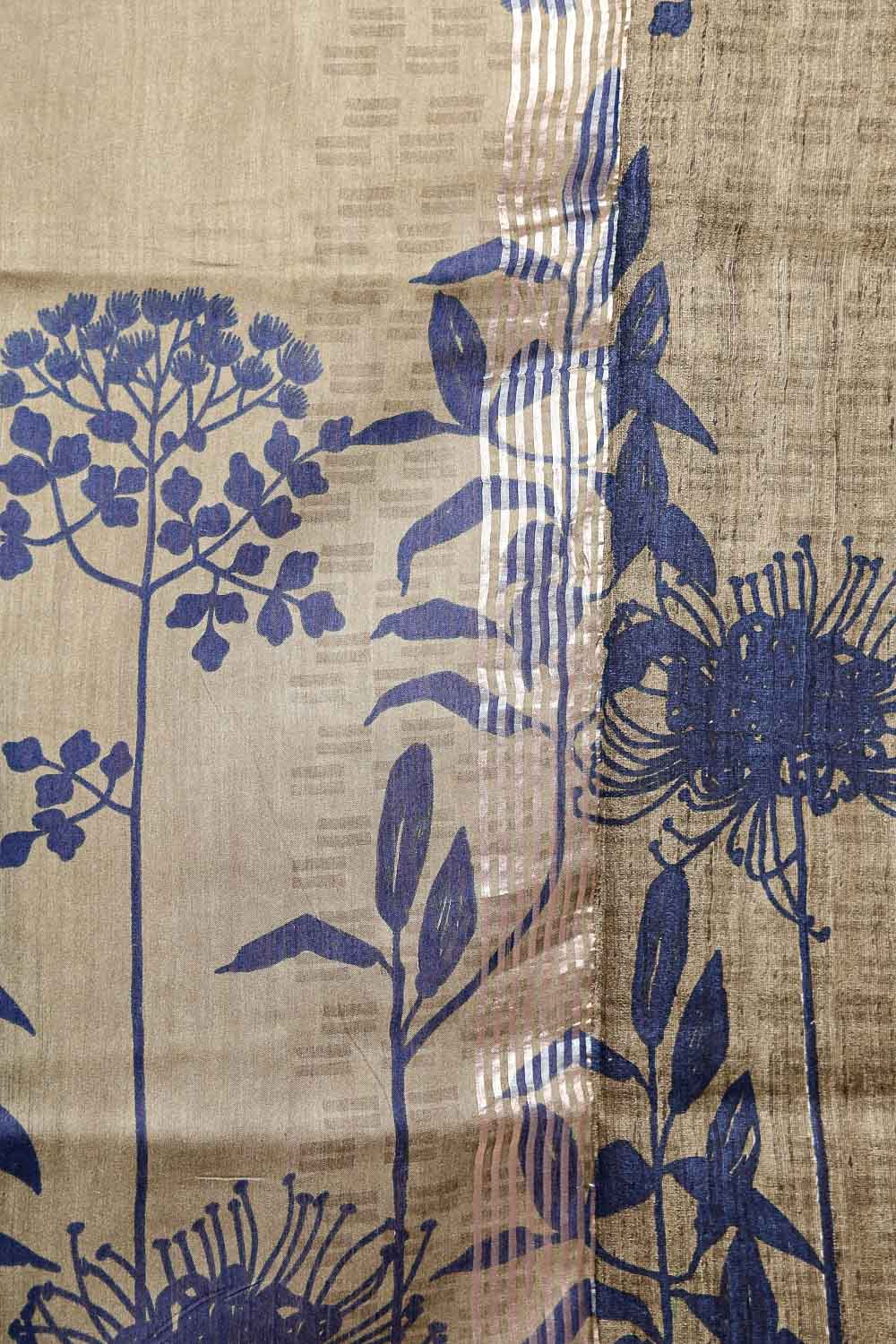 Blue Dupion Silk Saree