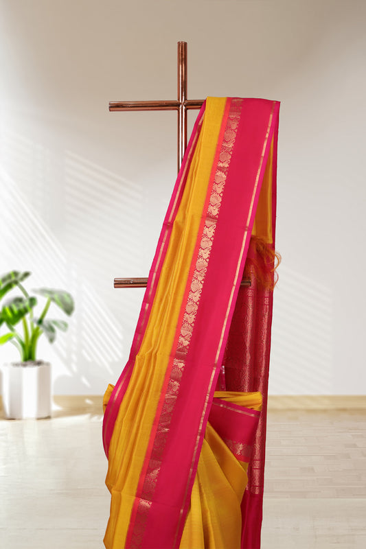 Yellow Kora Silk Saree