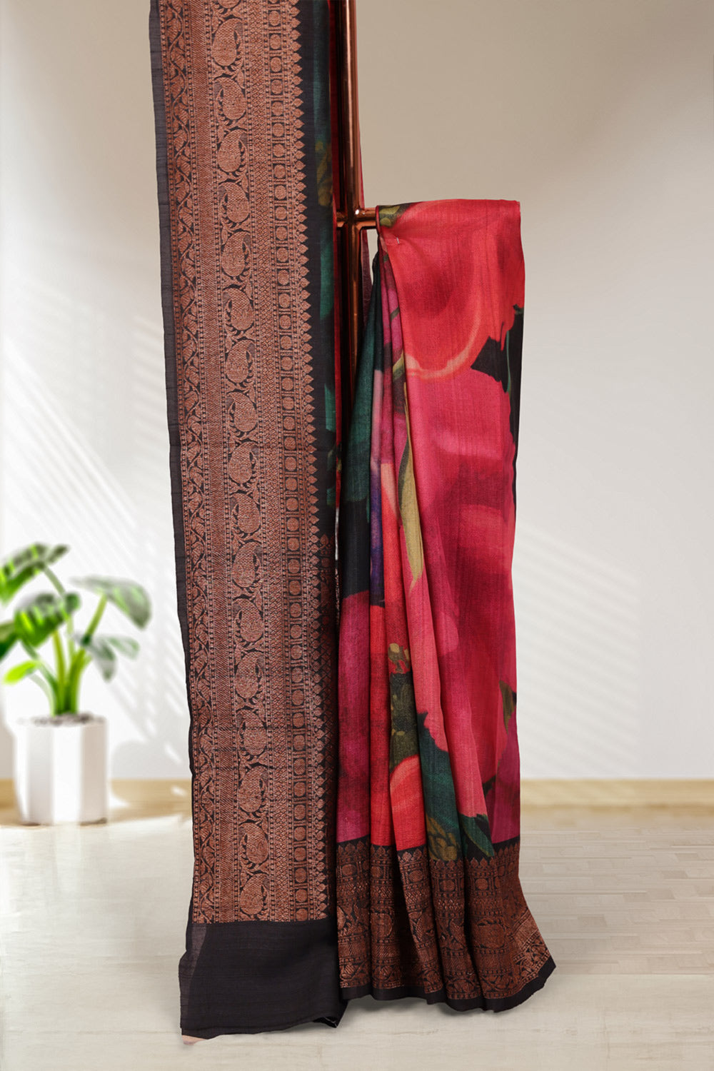 Black Jute Tussar Saree