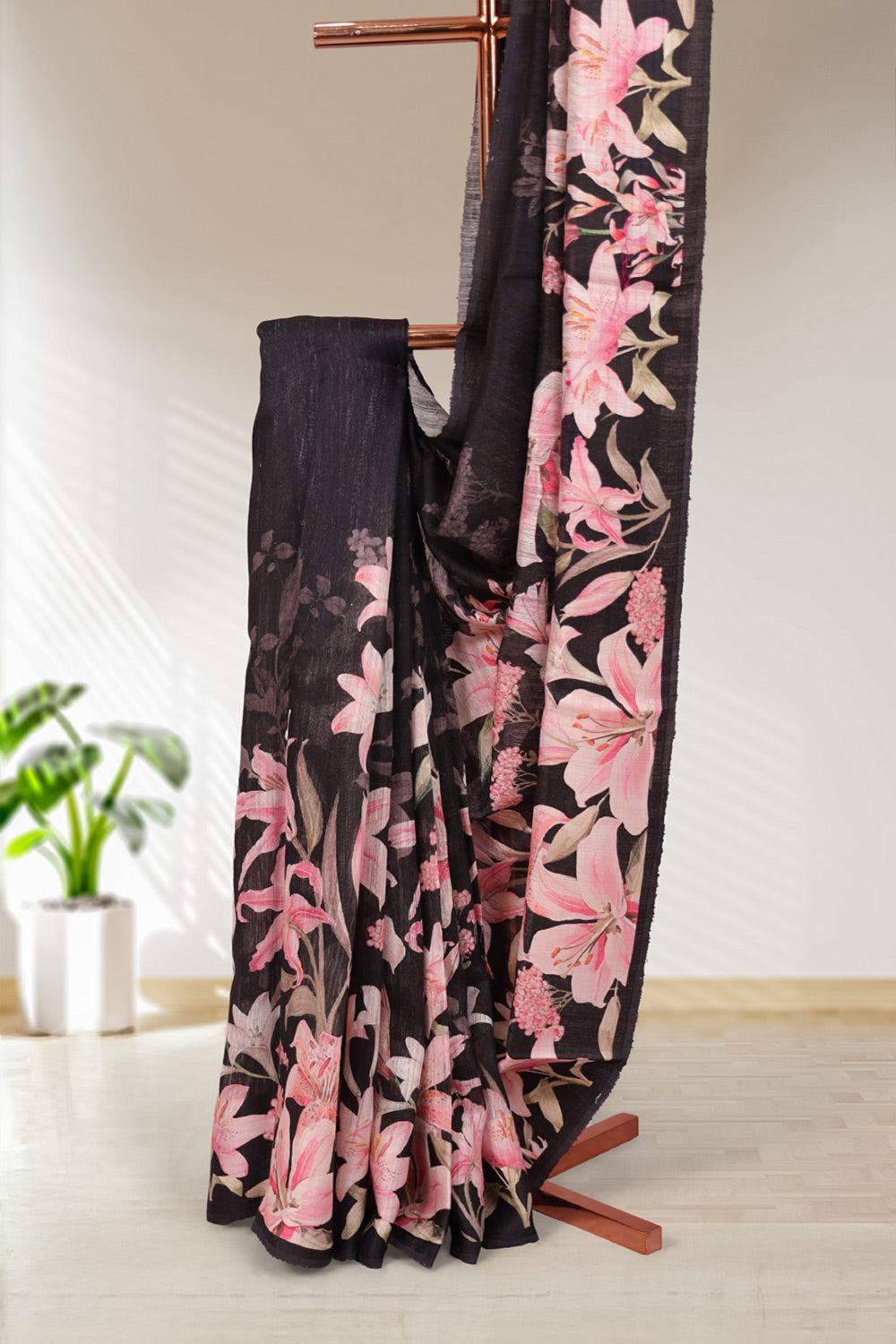 Black Jute Silk Saree