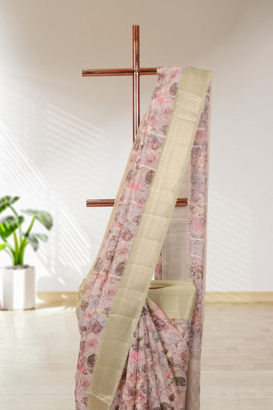 Cream Semi Tissue Saree