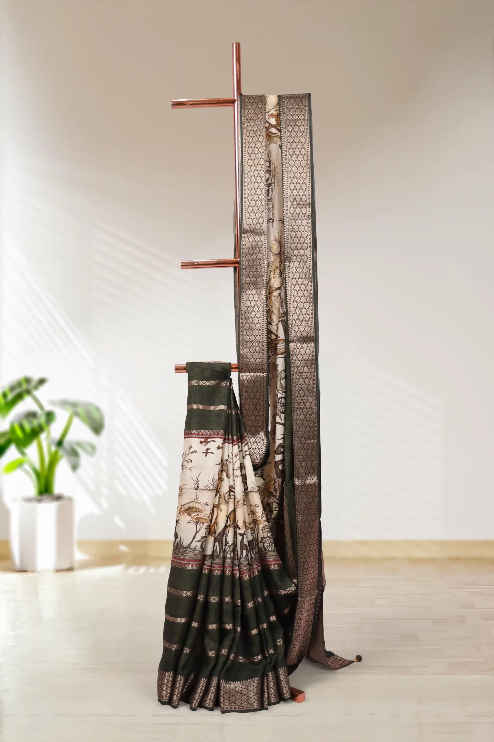 Off White Dola Silk Saree