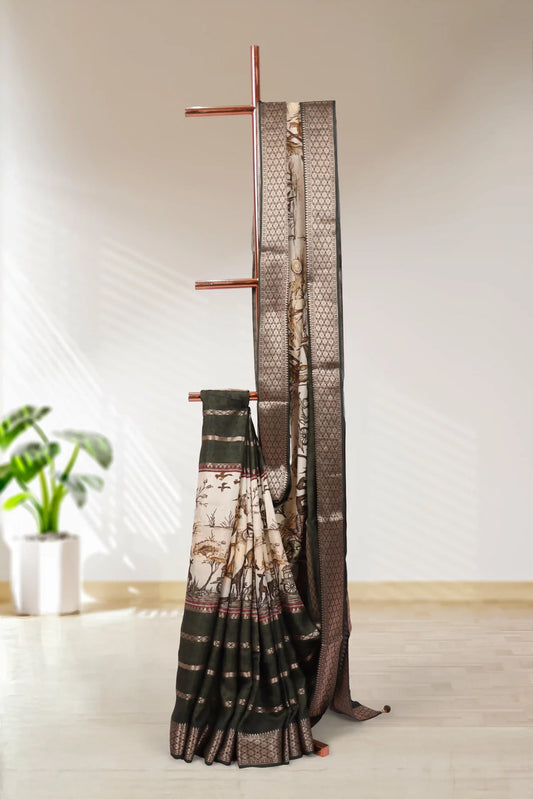 Off White Dola Silk Saree