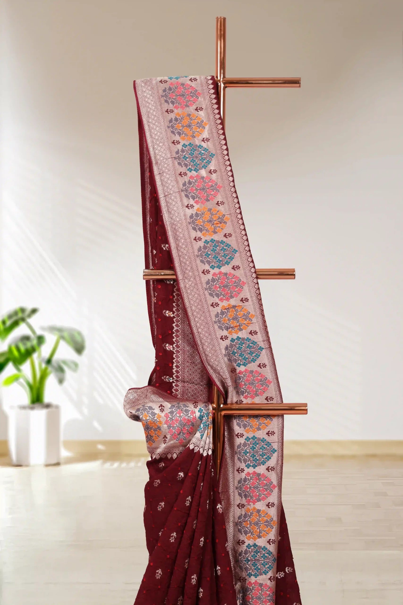 Maroon Georgette Saree