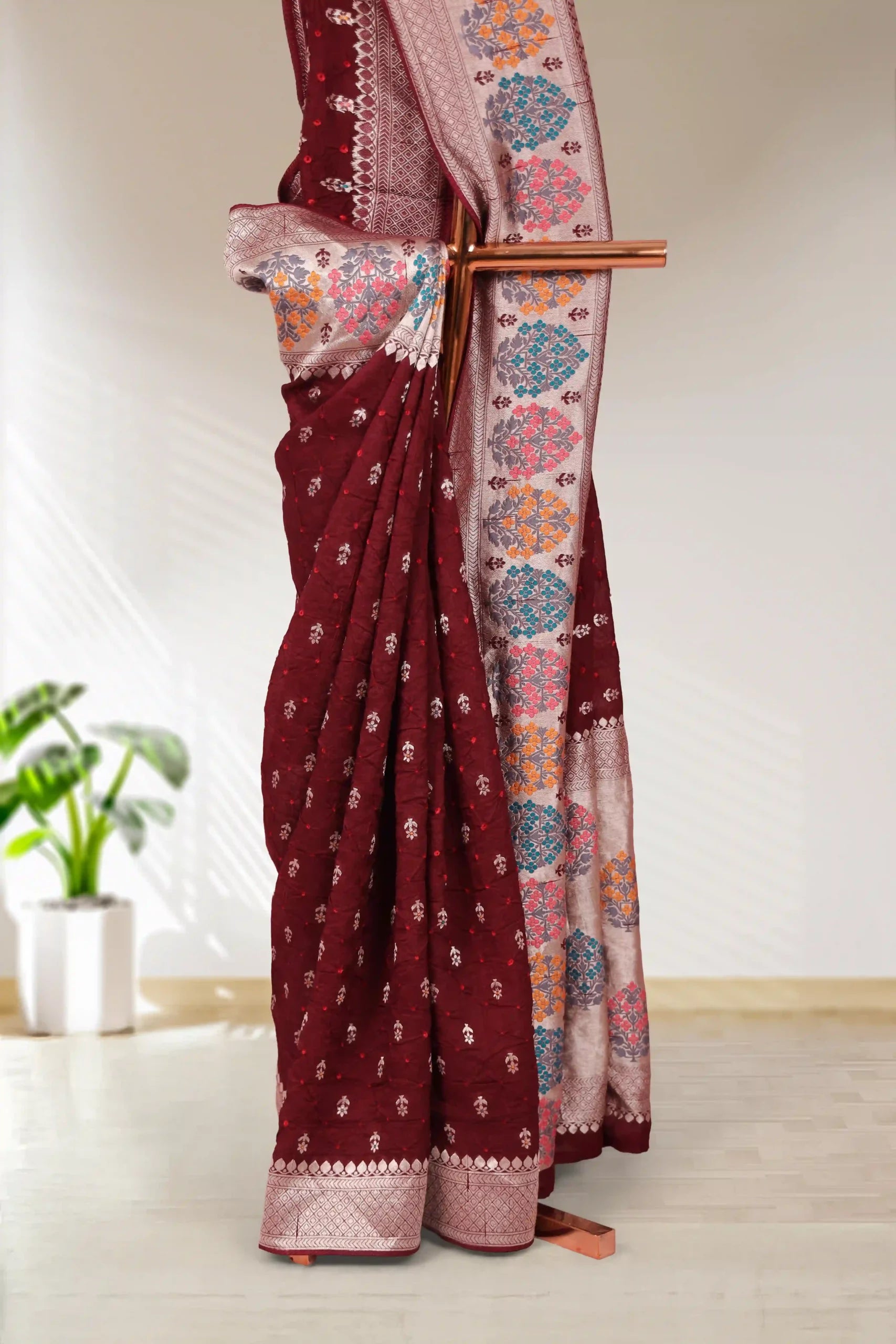 Maroon Georgette Saree