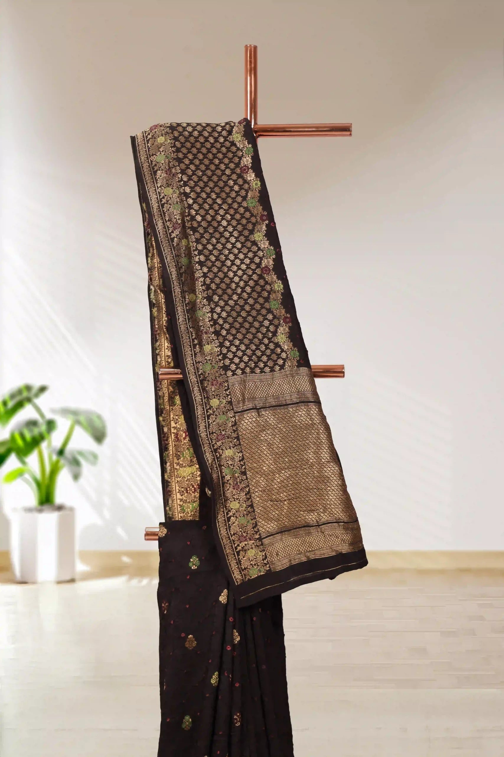 Black Dola Silk Saree