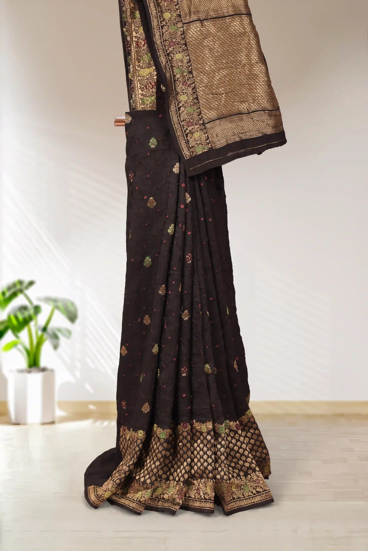 Black Dola Silk Saree