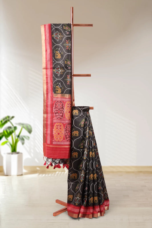 Black Semi Tussar Saree