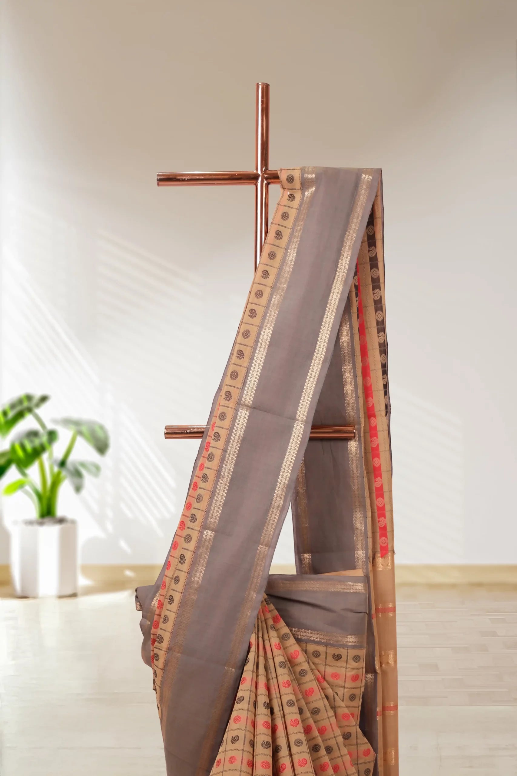 Sandal Handloom Cotton Saree