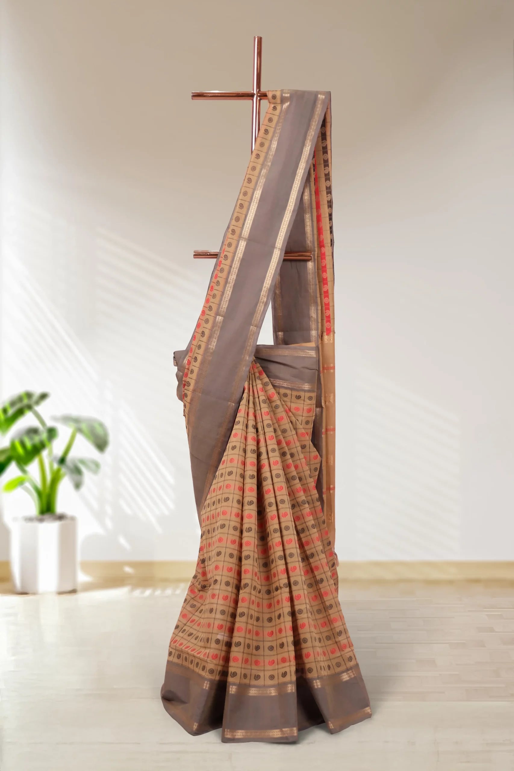 Sandal Handloom Cotton Saree