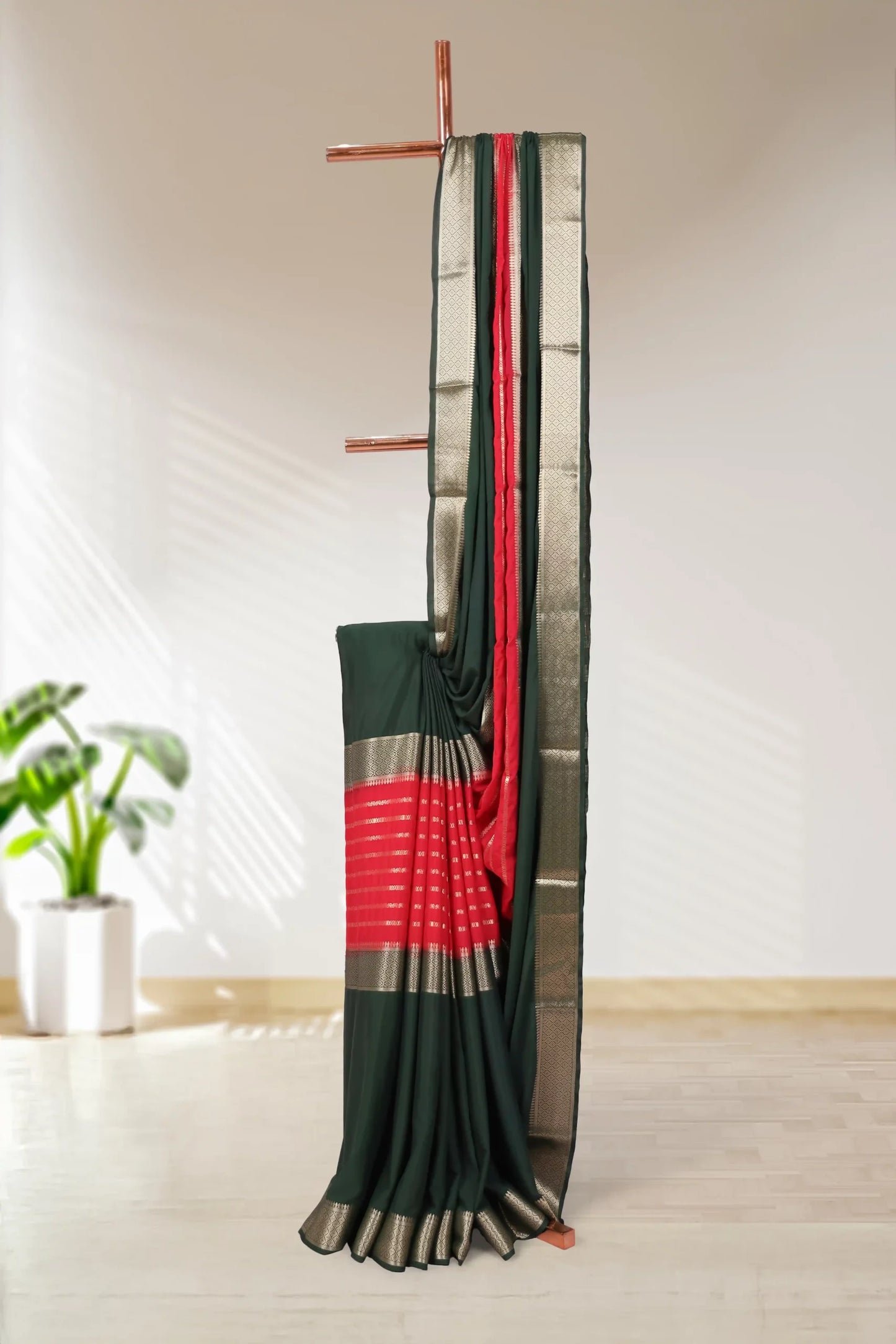 Red And Green Georgette Saree