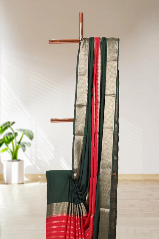 Red And Green Georgette Saree