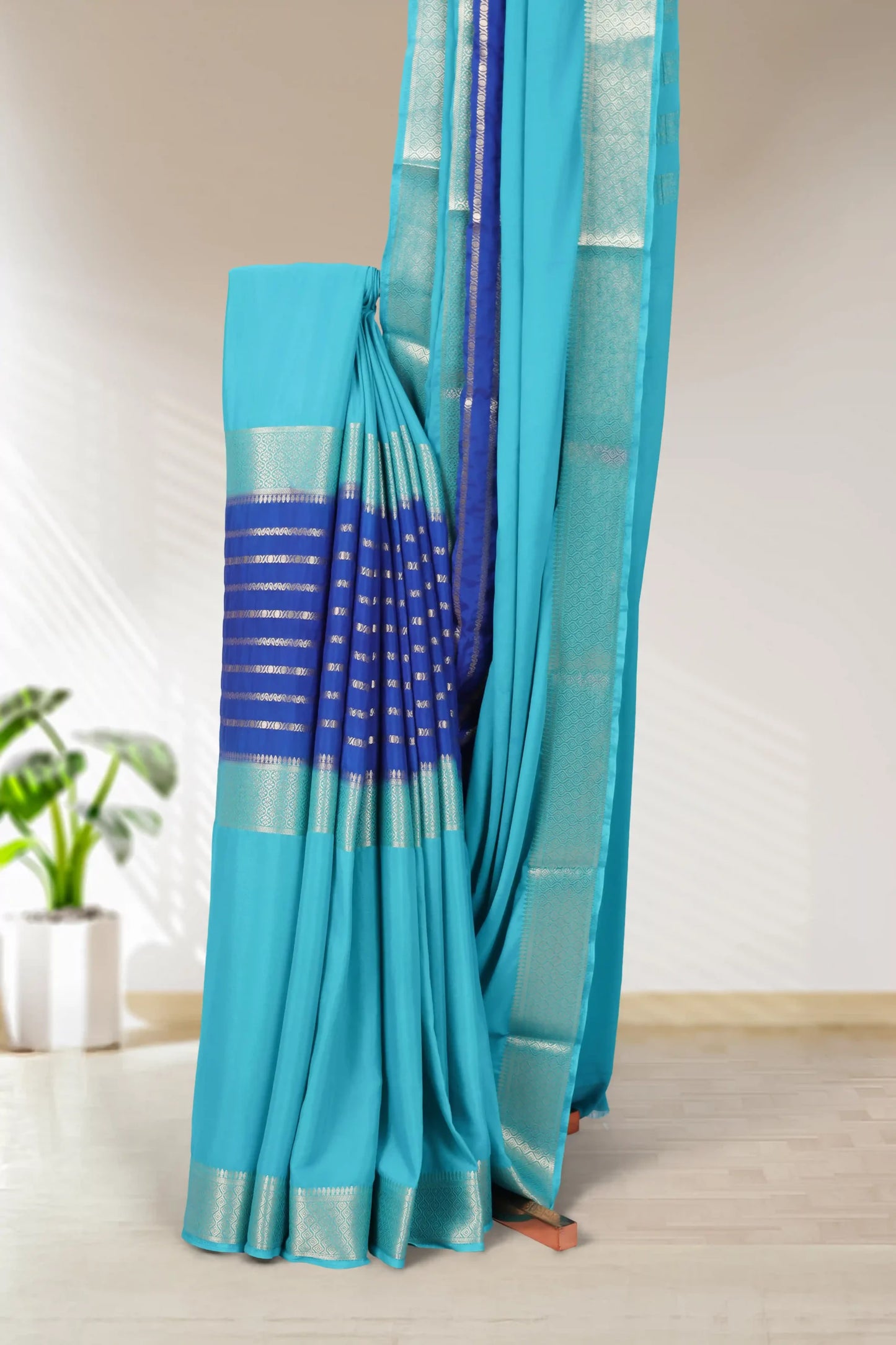 Sea Blue Georgette Saree