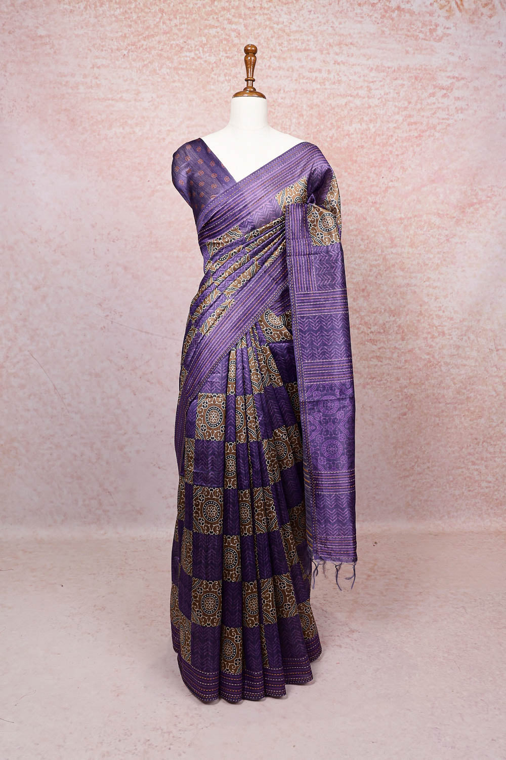 Purple Semi Jute Saree