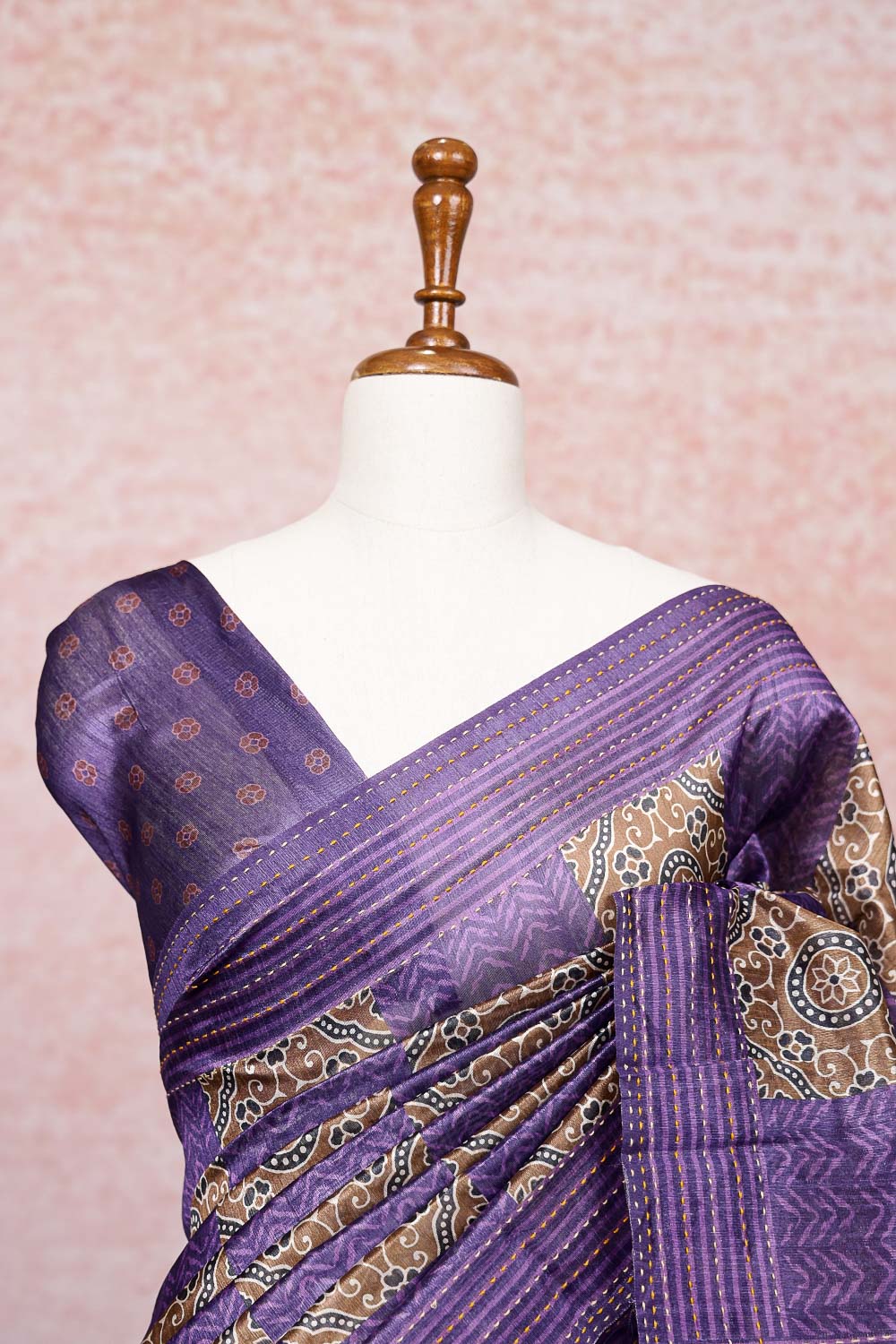 Purple Semi Jute Saree