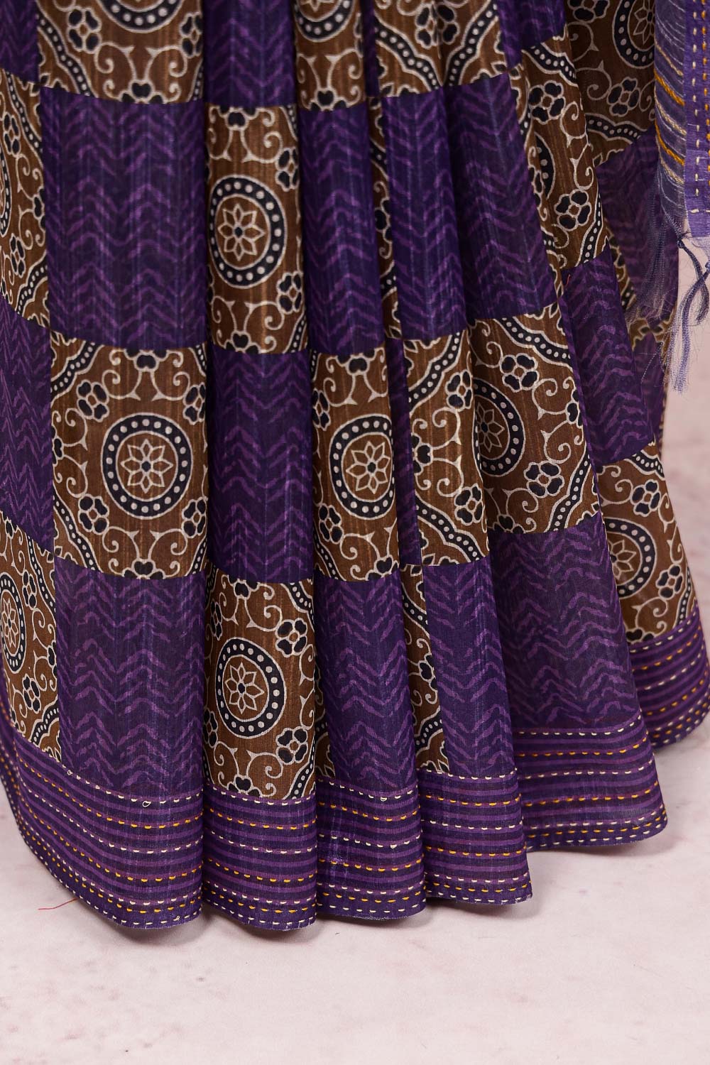 Purple Semi Jute Saree