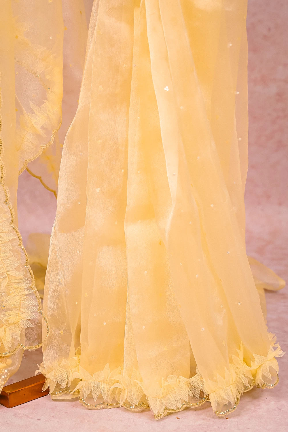 Lemon Yellow Tissue Organza Saree