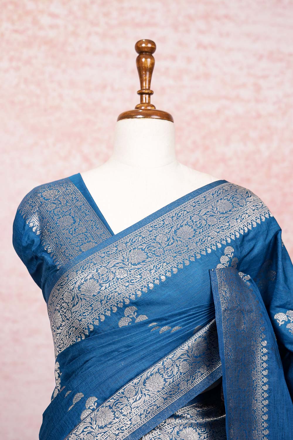 Blue Semi Jute Saree