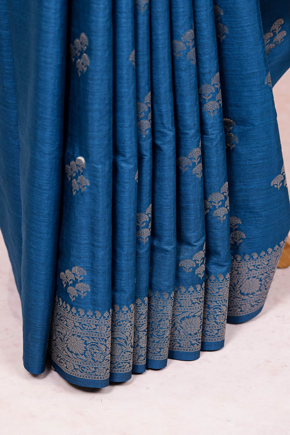 Blue Semi Jute Saree