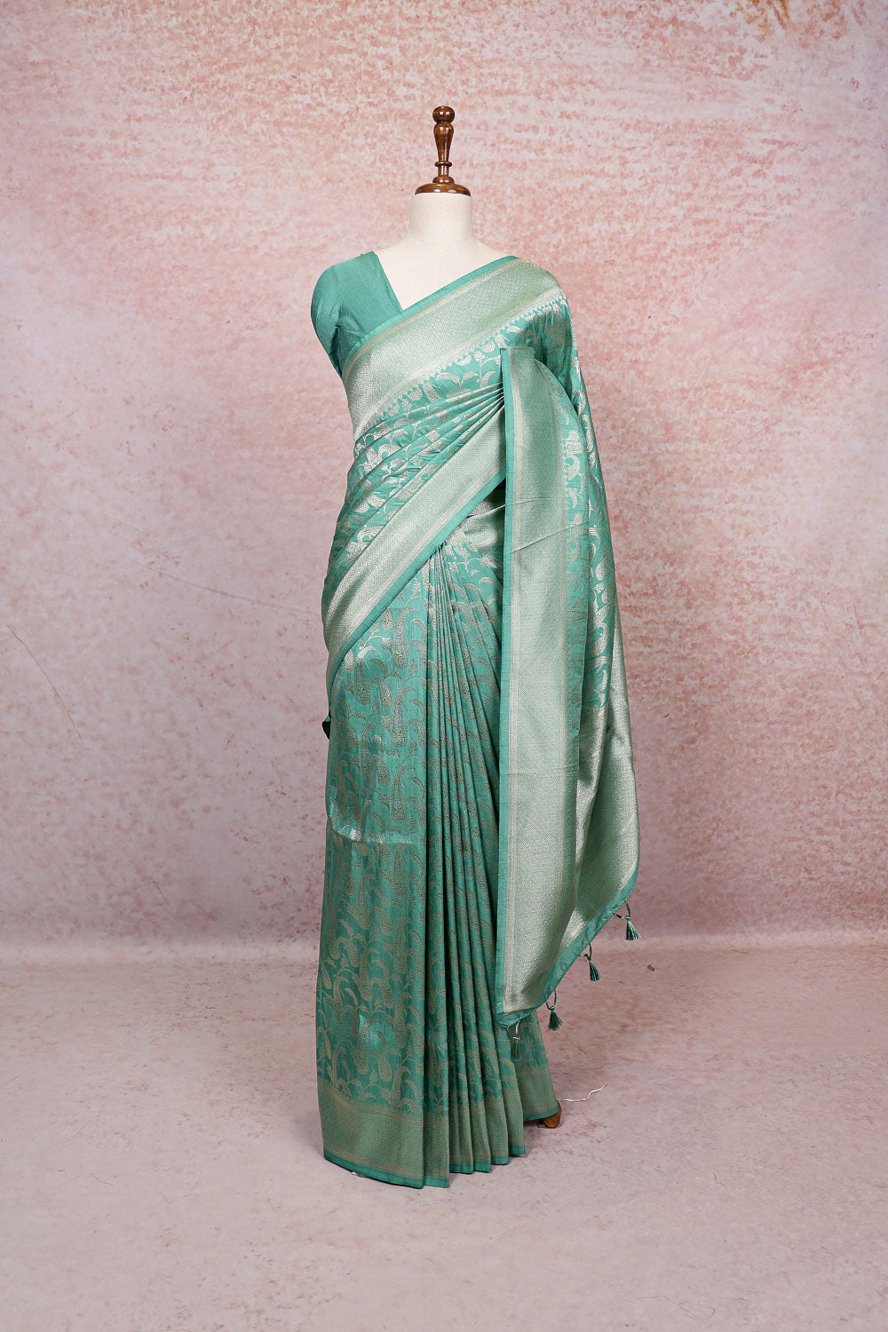 Light Green Semi Jute Saree