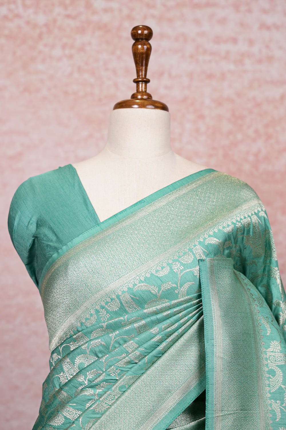 Light Green Semi Jute Saree