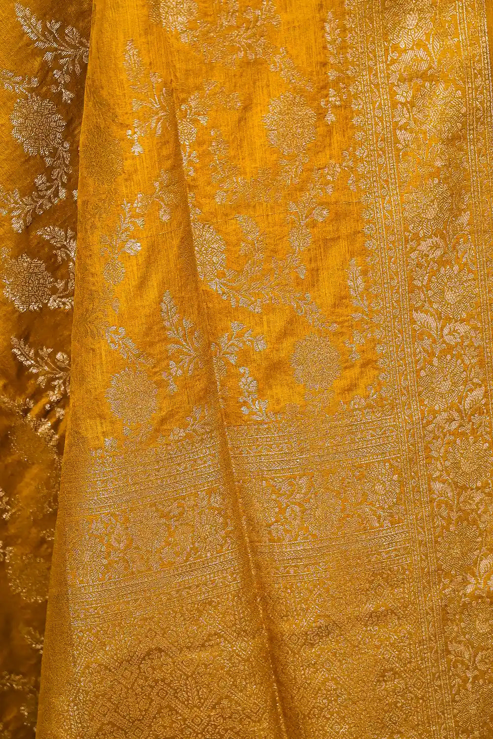 Mustard Yellow Semi Jute Saree