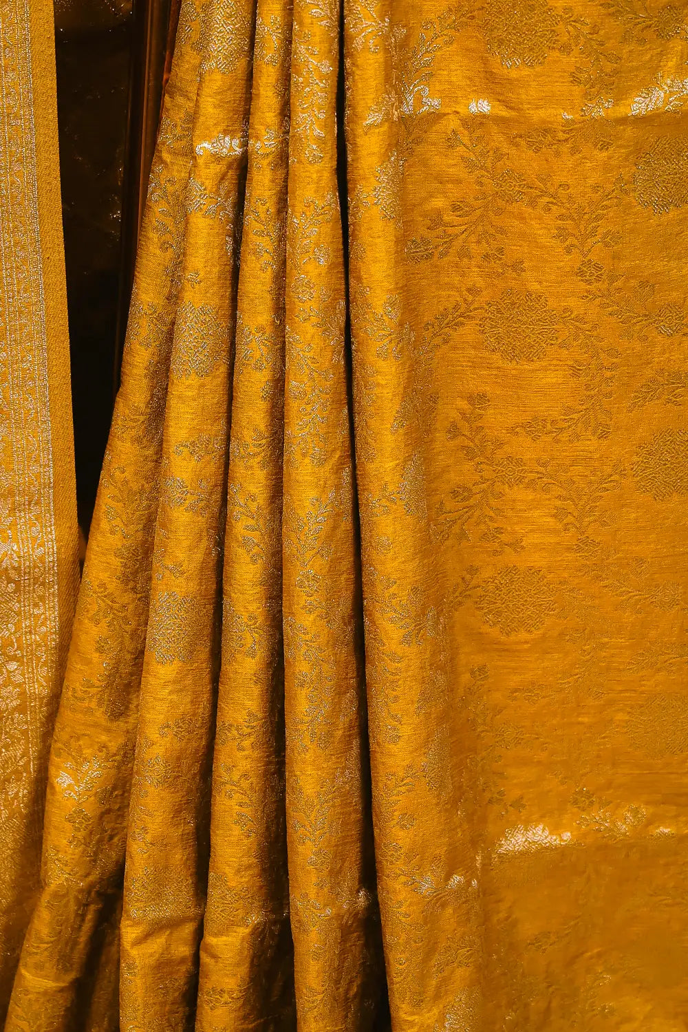Mustard Yellow Semi Jute Saree