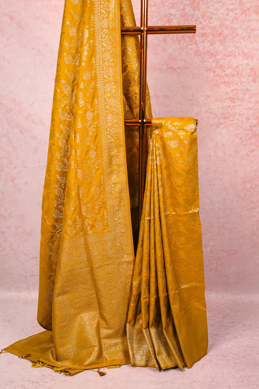 Mustard Yellow Semi Jute Saree