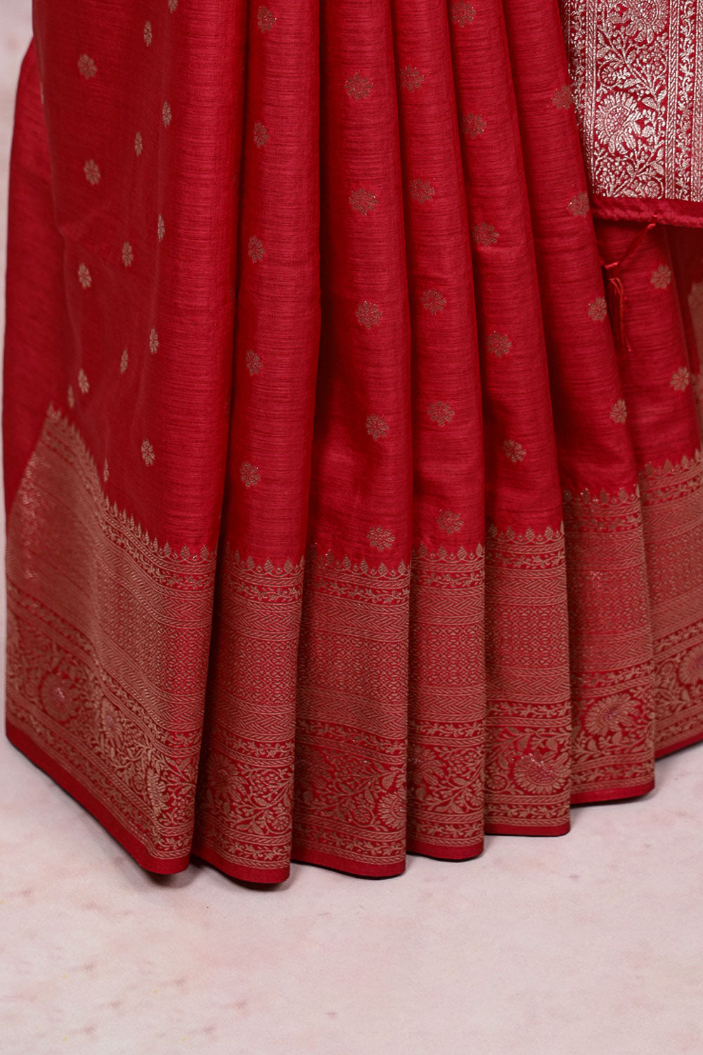 Maroon Red Semi Jute Saree