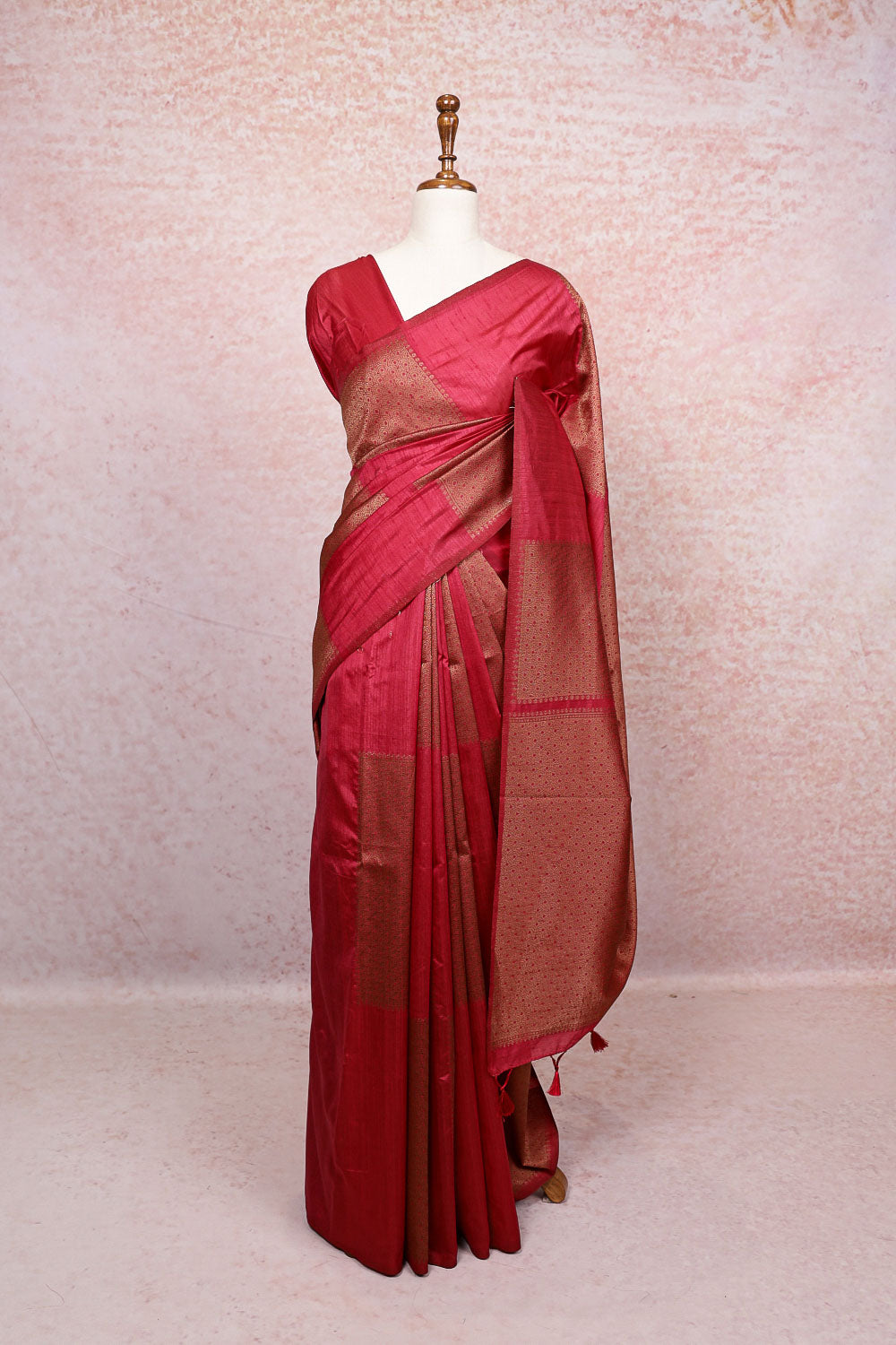 Magenta Semi Jute Saree