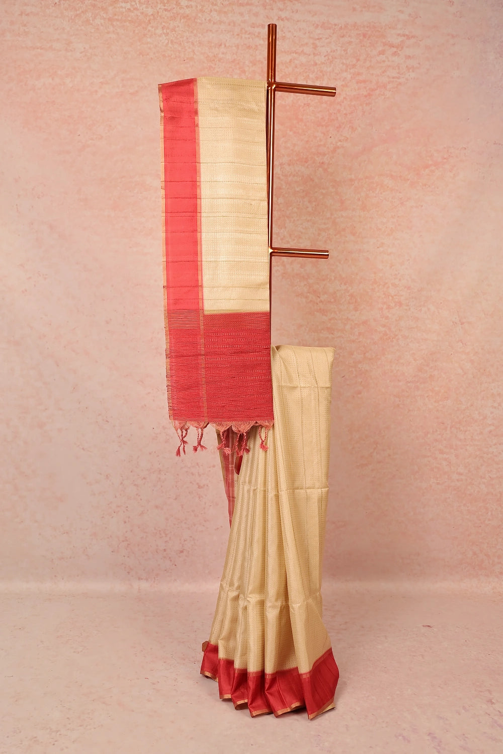 Golden Cream Semi Tussar Saree